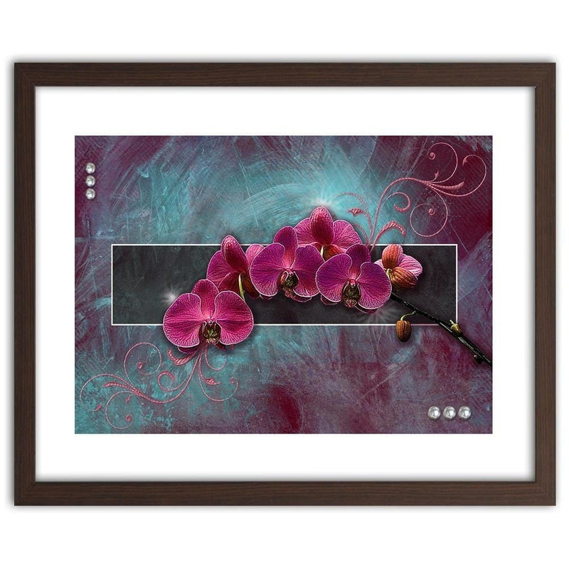 Glezna brūnā rāmī - Fuchsia Orchid  Home Trends DECO