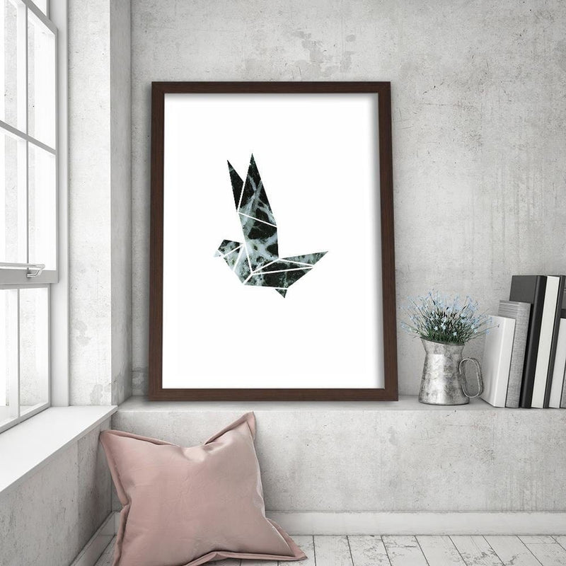 Glezna brūnā rāmī - Geometric Bird  Home Trends DECO