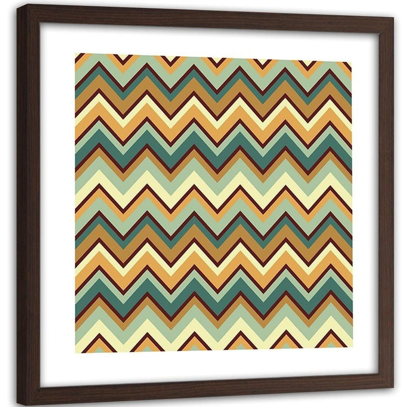 Glezna brūnā rāmī - Geometric Zigzag 1  Home Trends DECO