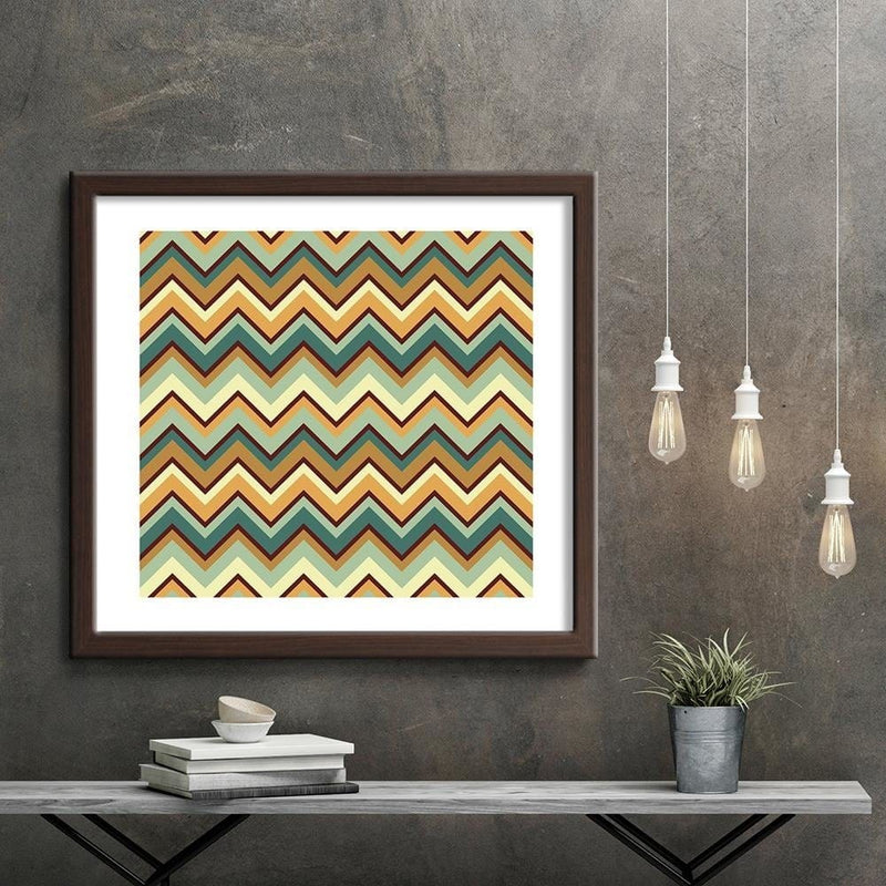 Glezna brūnā rāmī - Geometric Zigzag 1  Home Trends DECO