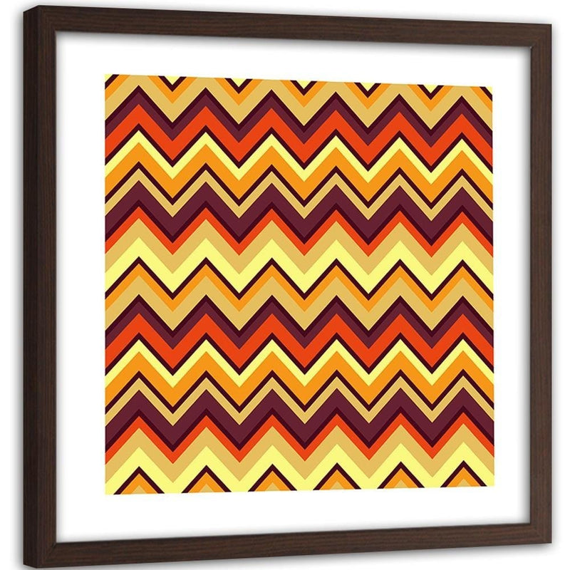 Glezna brūnā rāmī - Geometric Zigzag 2  Home Trends DECO