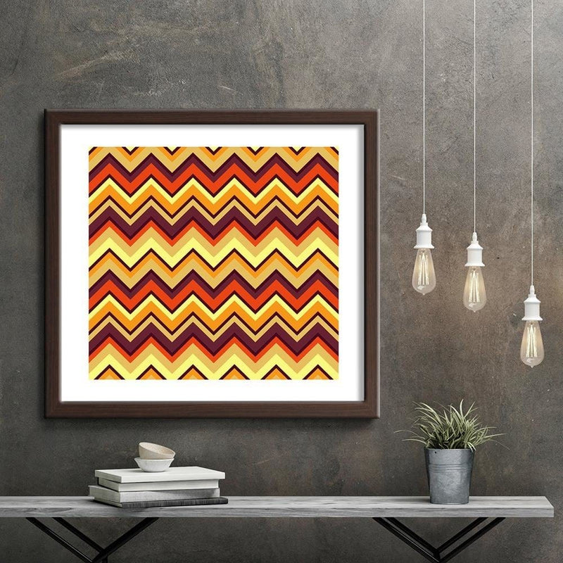 Glezna brūnā rāmī - Geometric Zigzag 2  Home Trends DECO