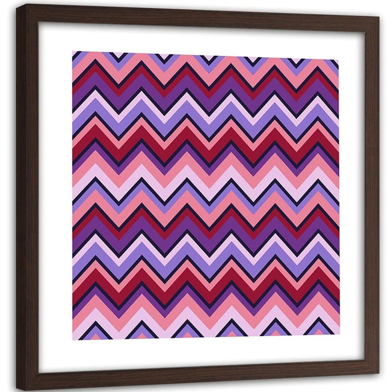 Glezna brūnā rāmī - Geometric Zigzag 3  Home Trends DECO