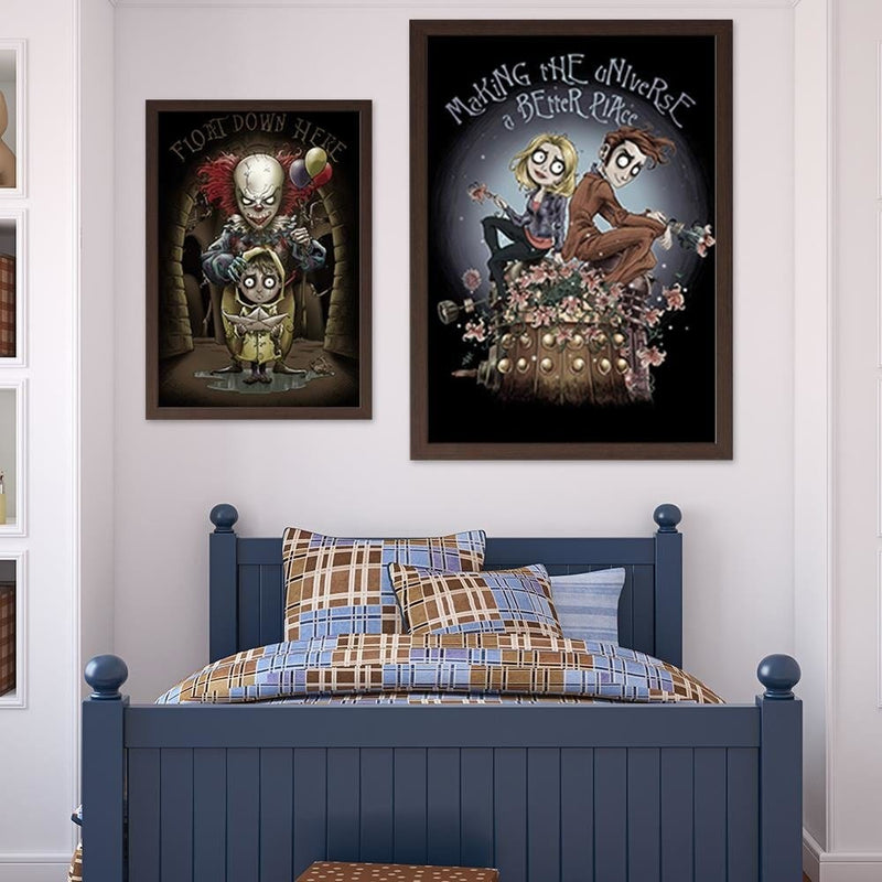 Glezna brūnā rāmī - Girl And Boy On A Background Of The Moon  Home Trends DECO