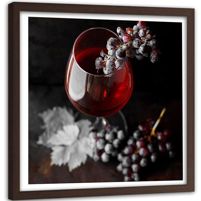 Glezna brūnā rāmī - Glass Of Wine And Grapes 2  Home Trends DECO