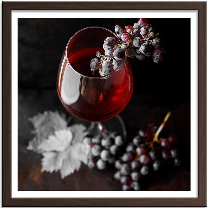 Glezna brūnā rāmī - Glass Of Wine And Grapes 2  Home Trends DECO