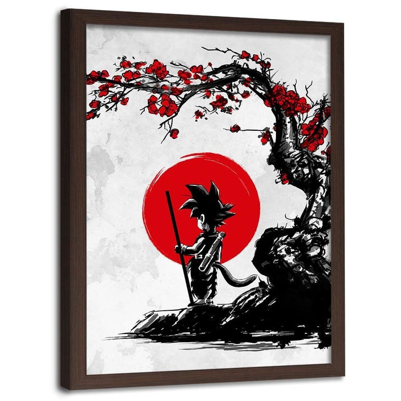 Glezna brūnā rāmī - Goku And The Red Moon  Home Trends DECO