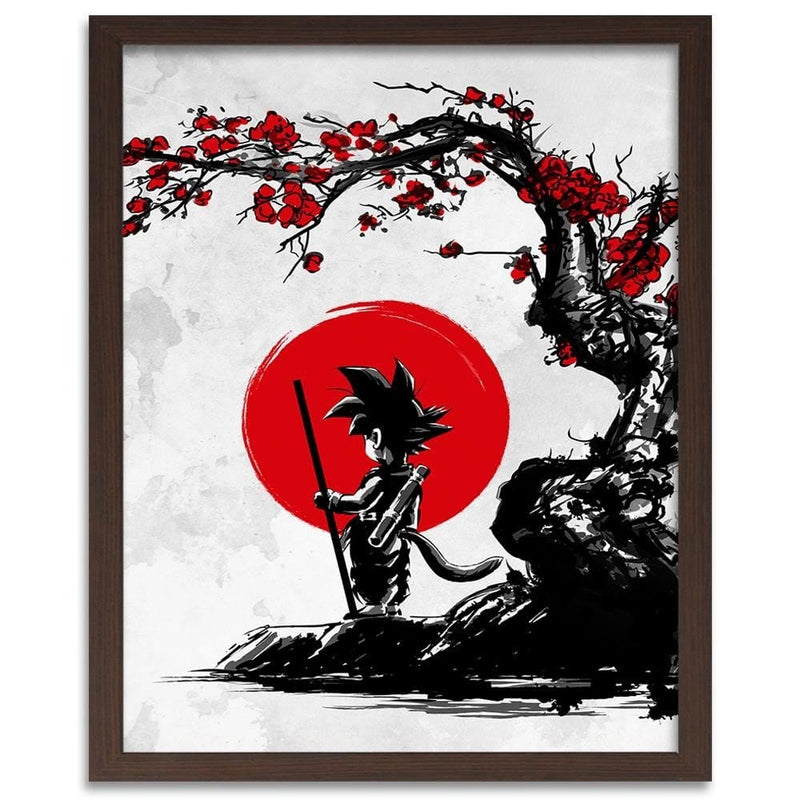 Glezna brūnā rāmī - Goku And The Red Moon  Home Trends DECO