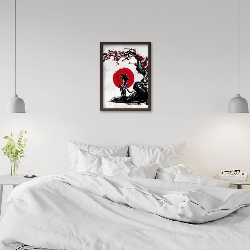 Glezna brūnā rāmī - Goku And The Red Moon  Home Trends DECO