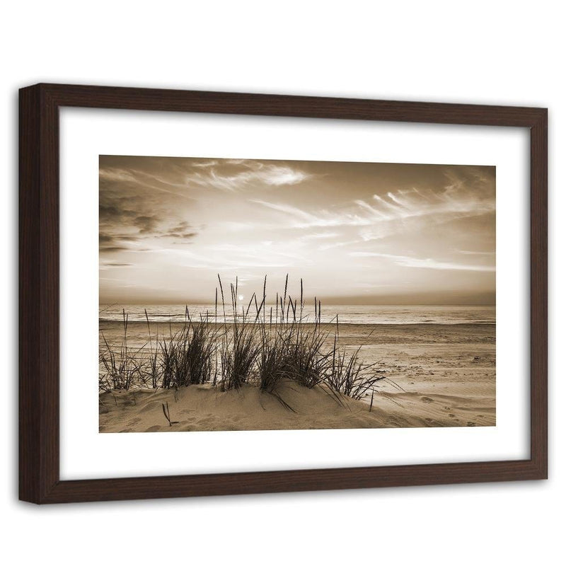 Glezna brūnā rāmī - Grass On The Beach 1  Home Trends DECO