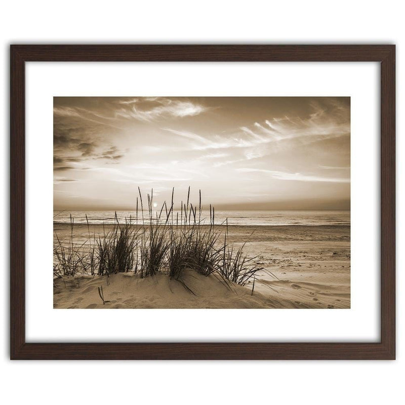 Glezna brūnā rāmī - Grass On The Beach 1  Home Trends DECO