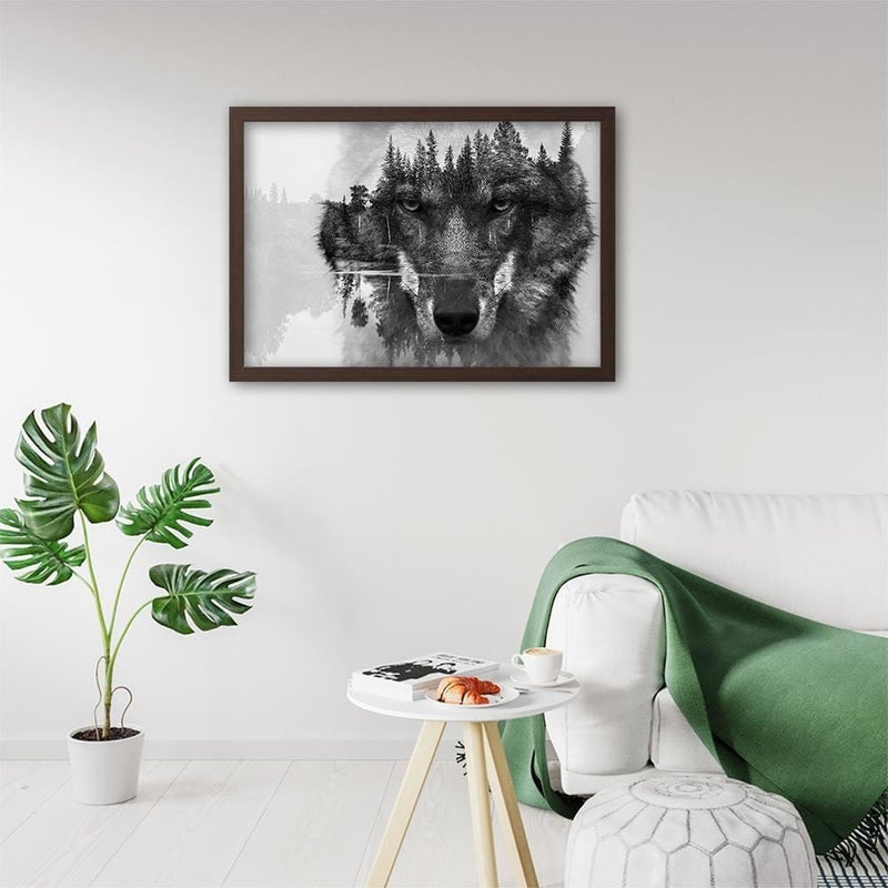 Glezna brūnā rāmī - Gray Wolf  Home Trends DECO