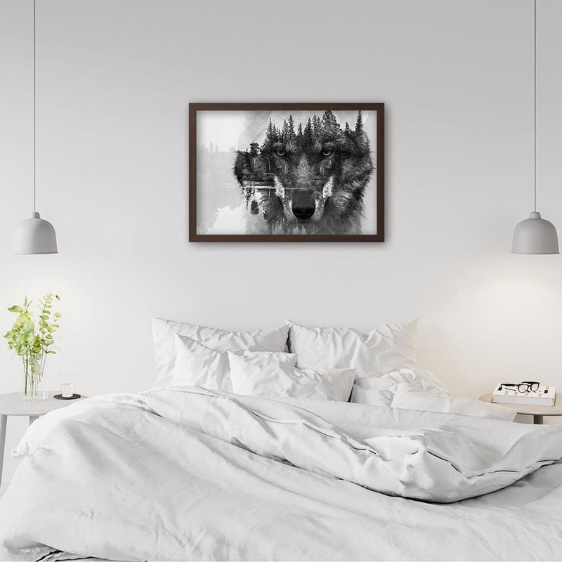 Glezna brūnā rāmī - Gray Wolf  Home Trends DECO