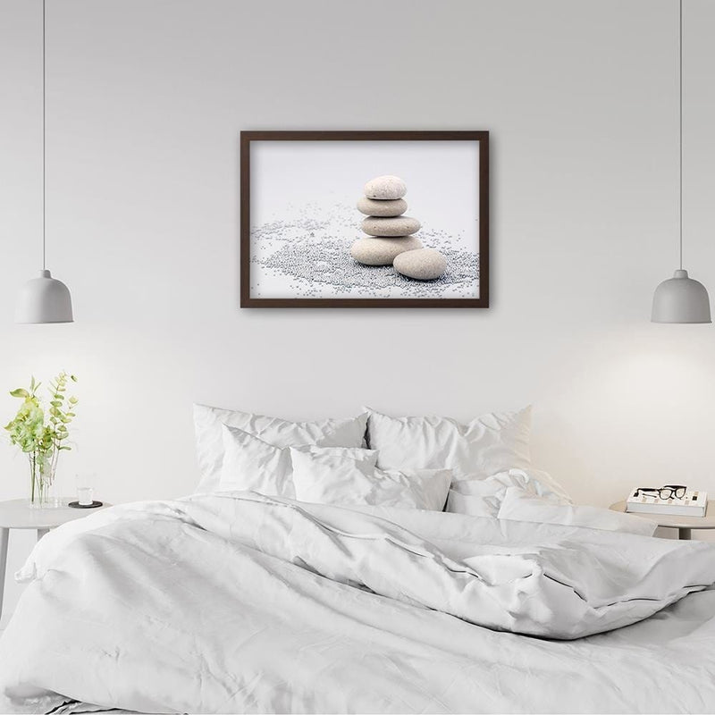 Glezna brūnā rāmī - Gray Zen Stones  Home Trends DECO