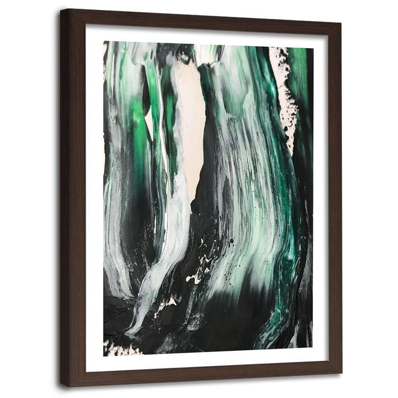 Glezna brūnā rāmī - Green Abstraction  Home Trends DECO