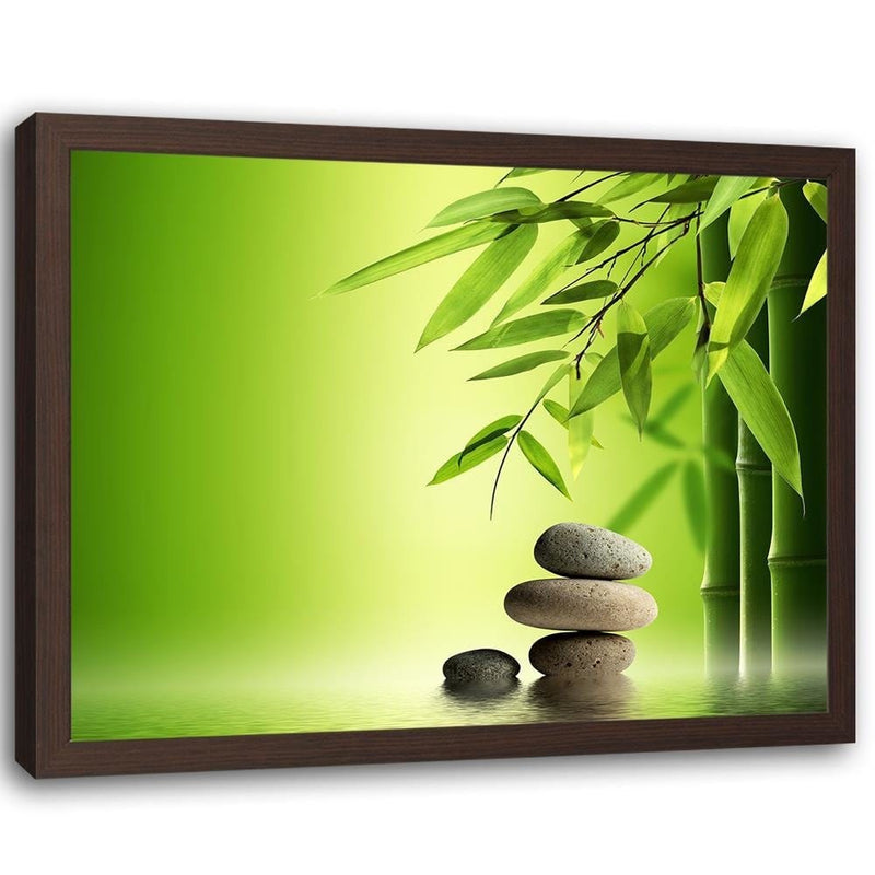 Glezna brūnā rāmī - Green Bamboo And Zen Stones  Home Trends DECO