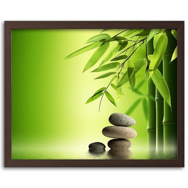 Glezna brūnā rāmī - Green Bamboo And Zen Stones  Home Trends DECO