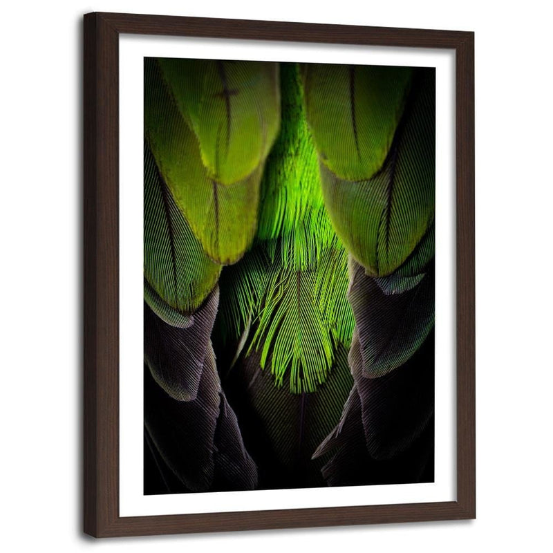 Glezna brūnā rāmī - Green Feathers  Home Trends DECO