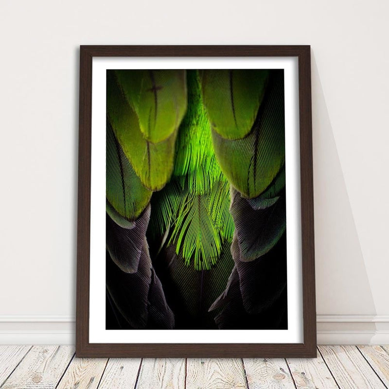 Glezna brūnā rāmī - Green Feathers  Home Trends DECO