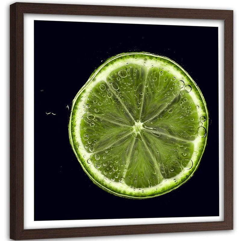 Glezna brūnā rāmī - Green Lemon Slice 2  Home Trends DECO