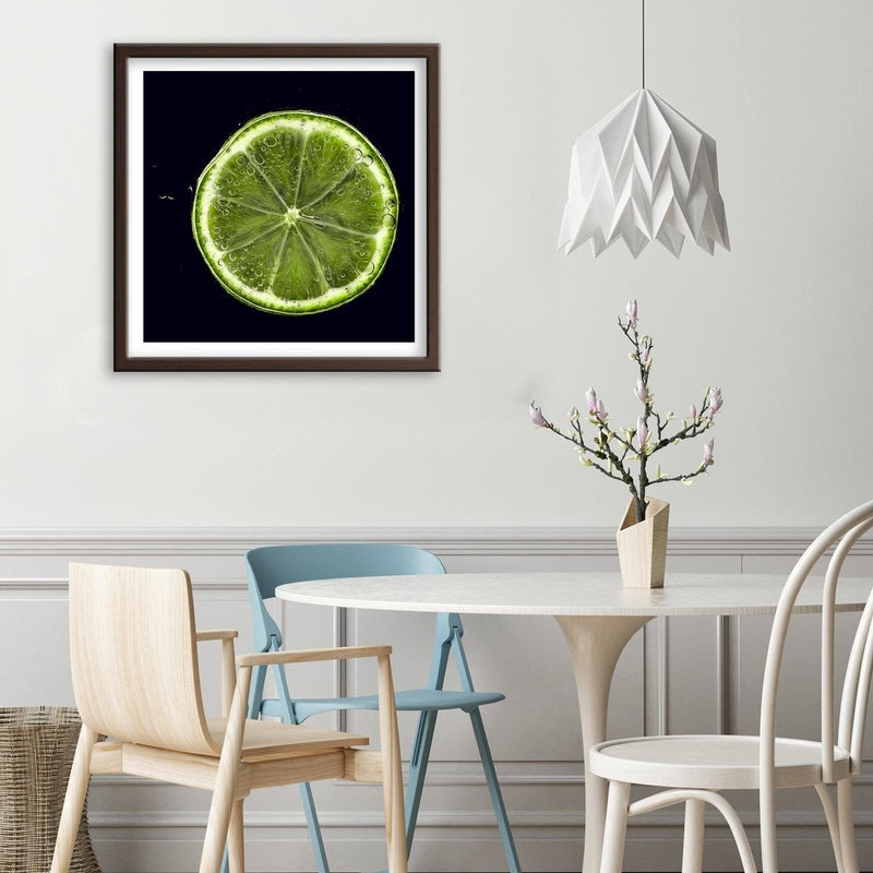 Glezna brūnā rāmī - Green Lemon Slice 2  Home Trends DECO