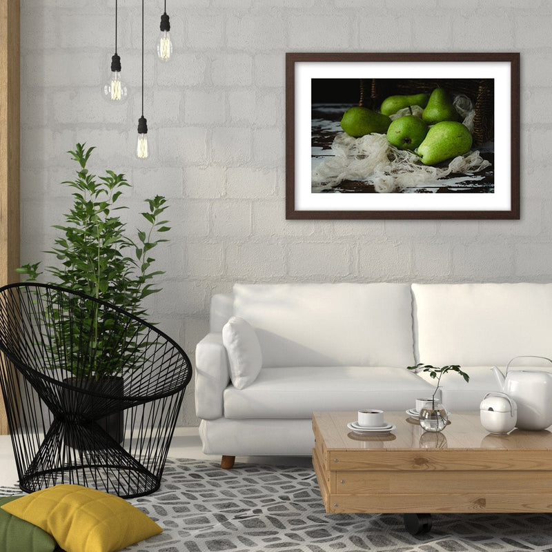 Glezna brūnā rāmī - Green Pears  Home Trends DECO