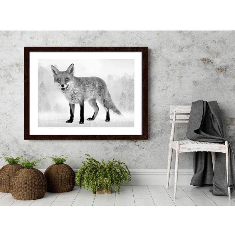 Glezna brūnā rāmī - Grey fox 2  Home Trends DECO