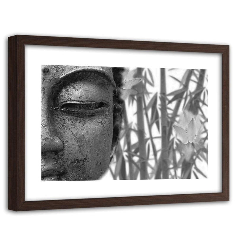 Glezna brūnā rāmī - Half Face Of Buddha  Home Trends DECO