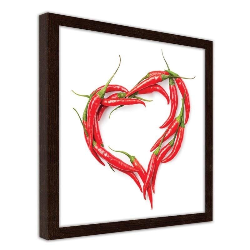 Glezna brūnā rāmī - Heart of chili peppers  Home Trends DECO