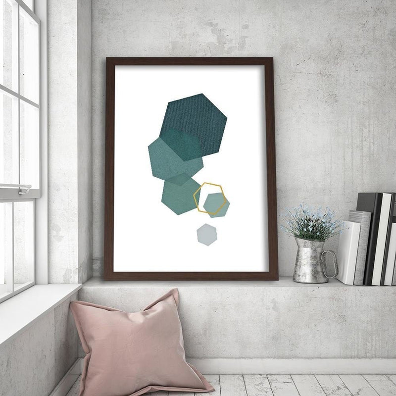 Glezna brūnā rāmī - Hexagons 2  Home Trends DECO