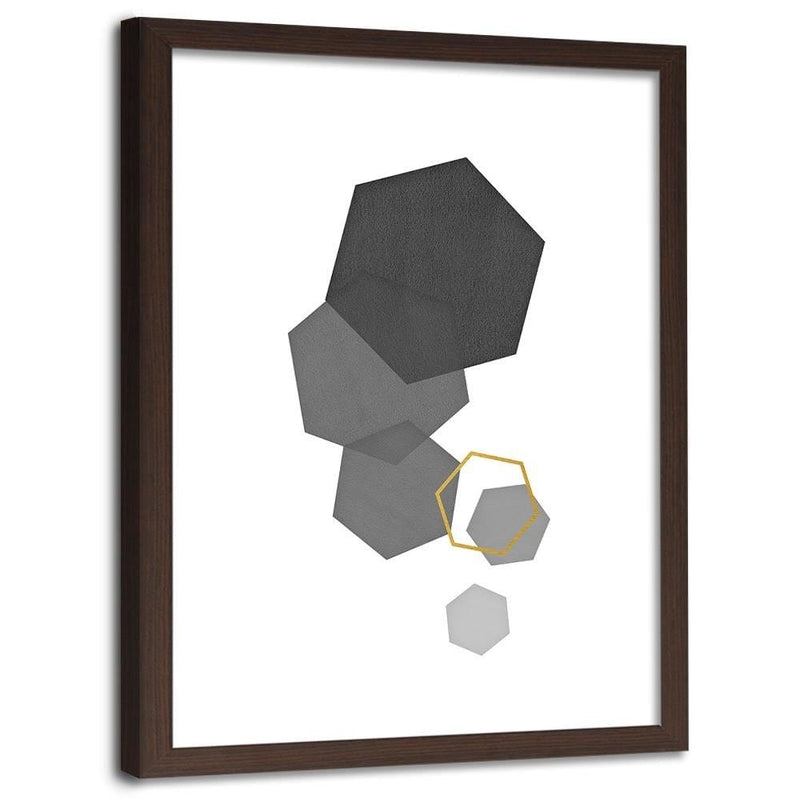 Glezna brūnā rāmī - Hexagons 3  Home Trends DECO