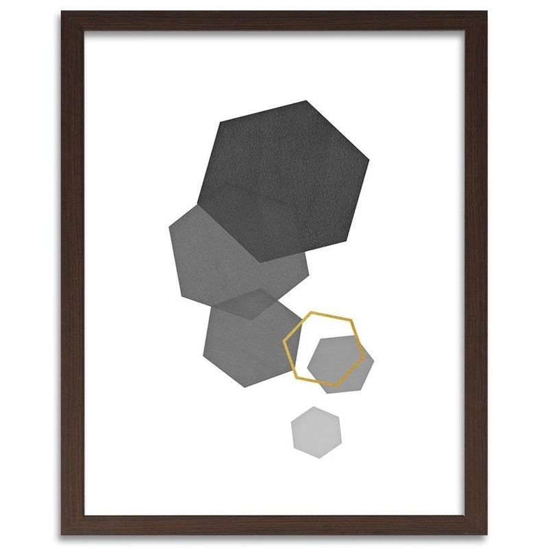 Glezna brūnā rāmī - Hexagons 3  Home Trends DECO