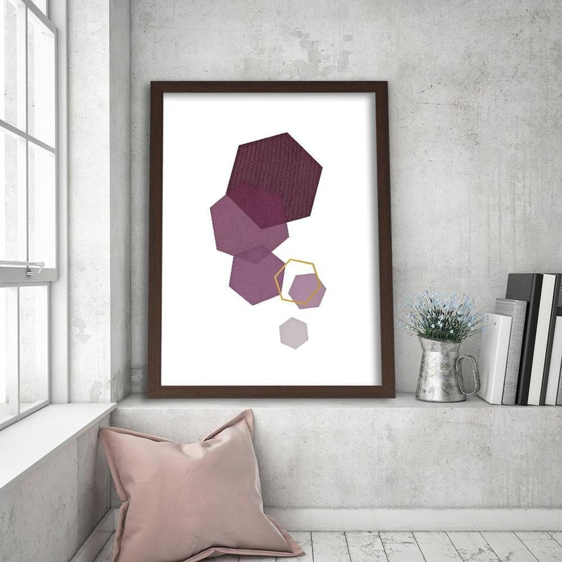 Glezna brūnā rāmī - Hexagons 4  Home Trends DECO