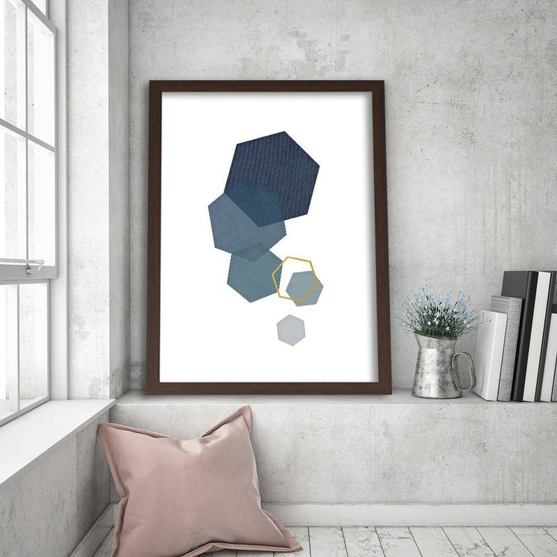 Glezna brūnā rāmī - Hexagons  Home Trends DECO