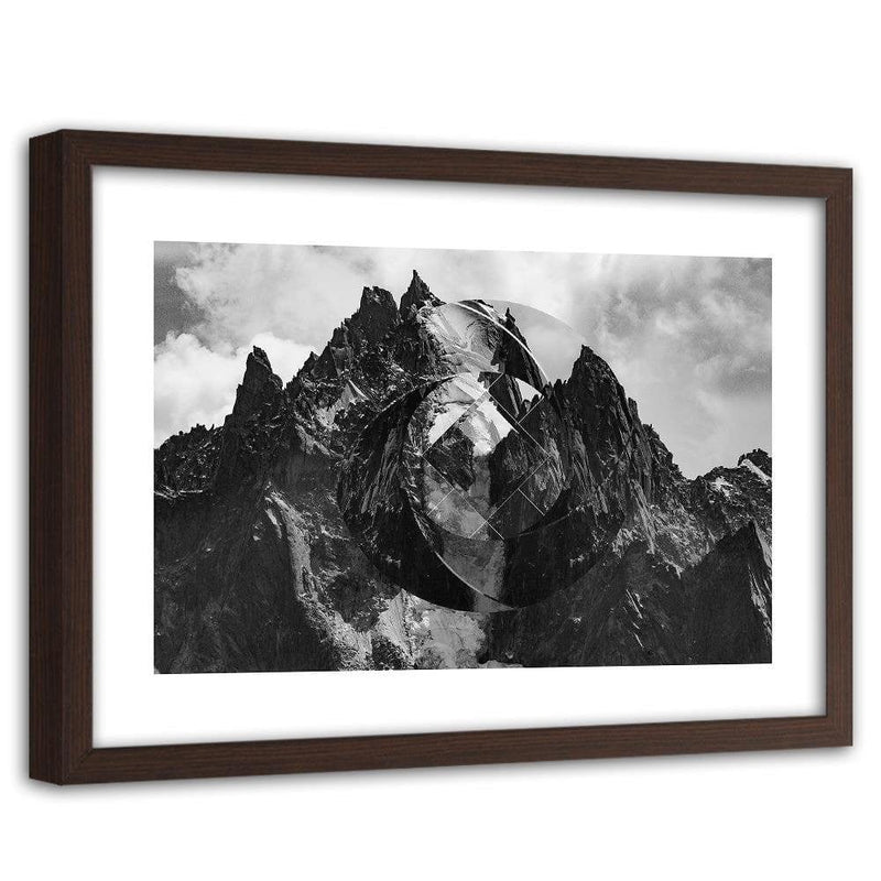 Glezna brūnā rāmī - High Mountains With Geometric Figure 1  Home Trends DECO