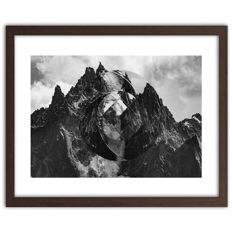 Glezna brūnā rāmī - High Mountains With Geometric Figure 1  Home Trends DECO