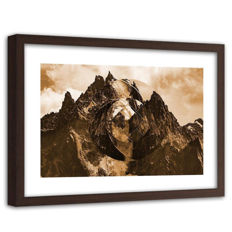 Glezna brūnā rāmī - High Mountains With Geometric Figure 2  Home Trends DECO