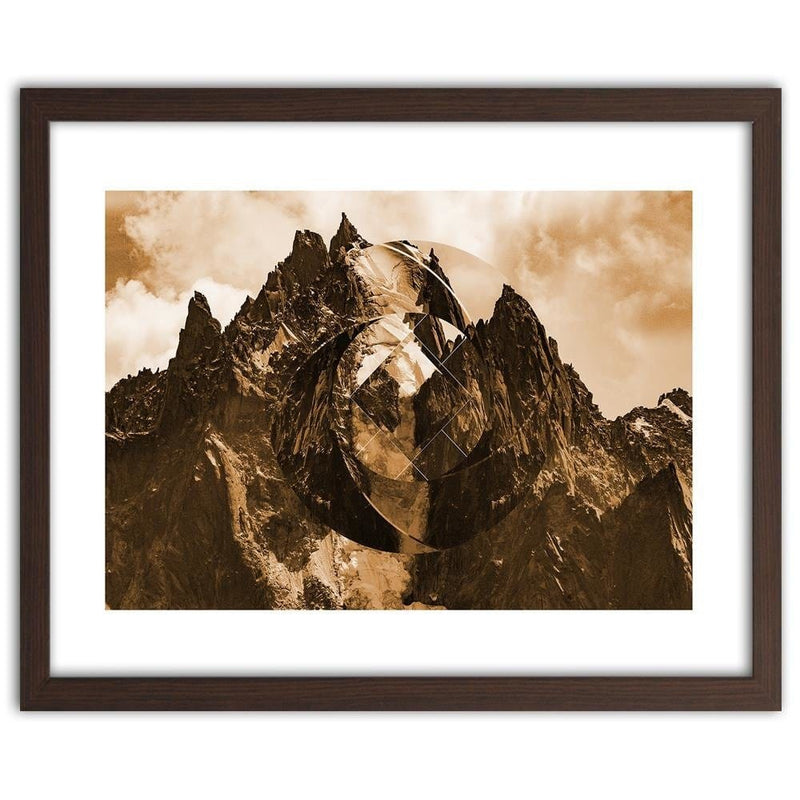 Glezna brūnā rāmī - High Mountains With Geometric Figure 2  Home Trends DECO