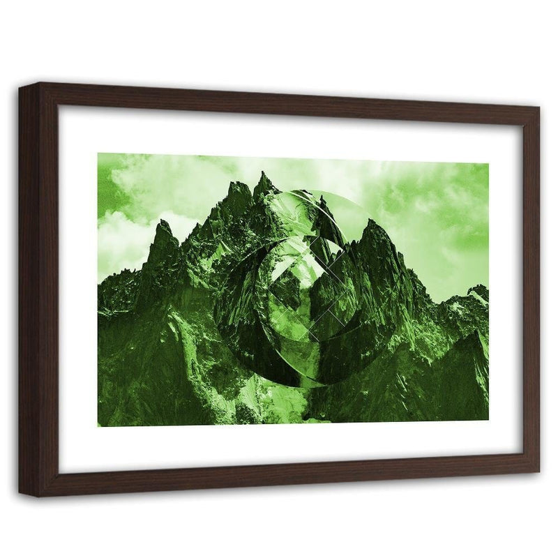 Glezna brūnā rāmī - High Mountains With Geometric Figure 3  Home Trends DECO