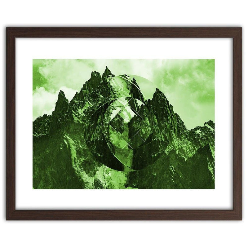 Glezna brūnā rāmī - High Mountains With Geometric Figure 3  Home Trends DECO