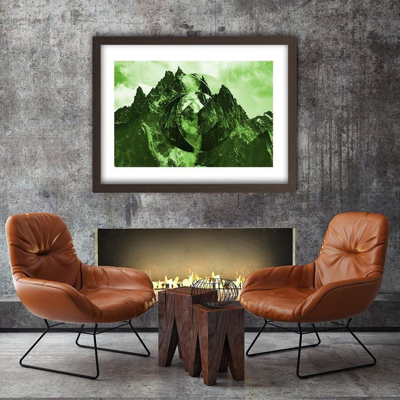 Glezna brūnā rāmī - High Mountains With Geometric Figure 3  Home Trends DECO