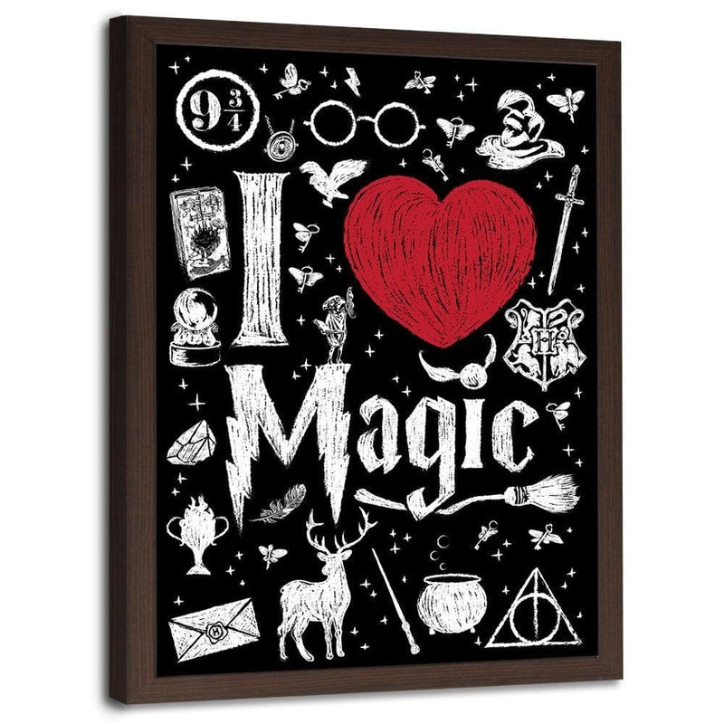 Glezna brūnā rāmī - I Love Magic Image Black And White  Home Trends DECO