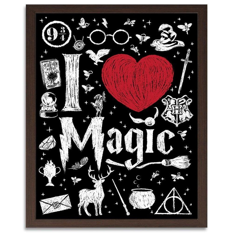 Glezna brūnā rāmī - I Love Magic Image Black And White  Home Trends DECO