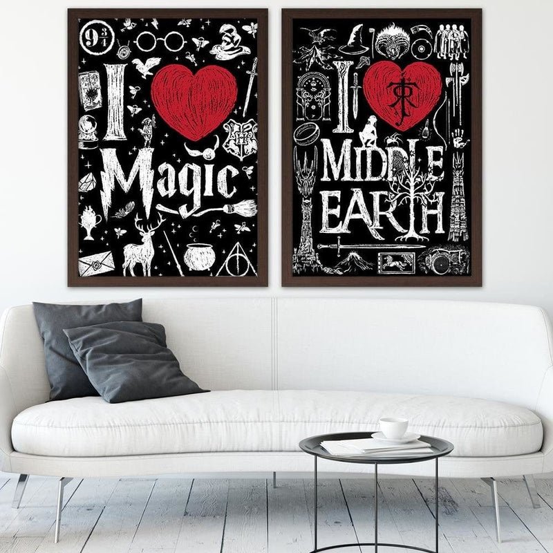 Glezna brūnā rāmī - I Love Magic Image Black And White  Home Trends DECO