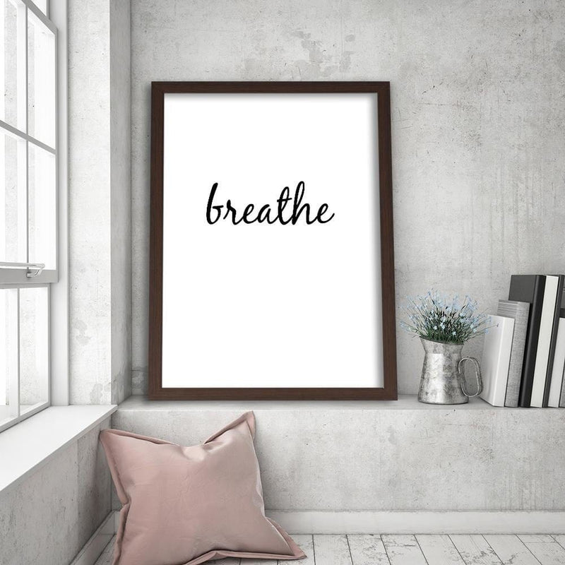 Glezna brūnā rāmī - Inscription Breathe  Home Trends DECO