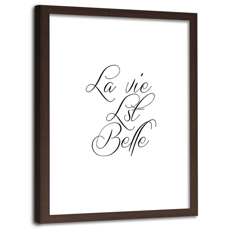 Glezna brūnā rāmī - Inscription Life Is Beautiful  Home Trends DECO