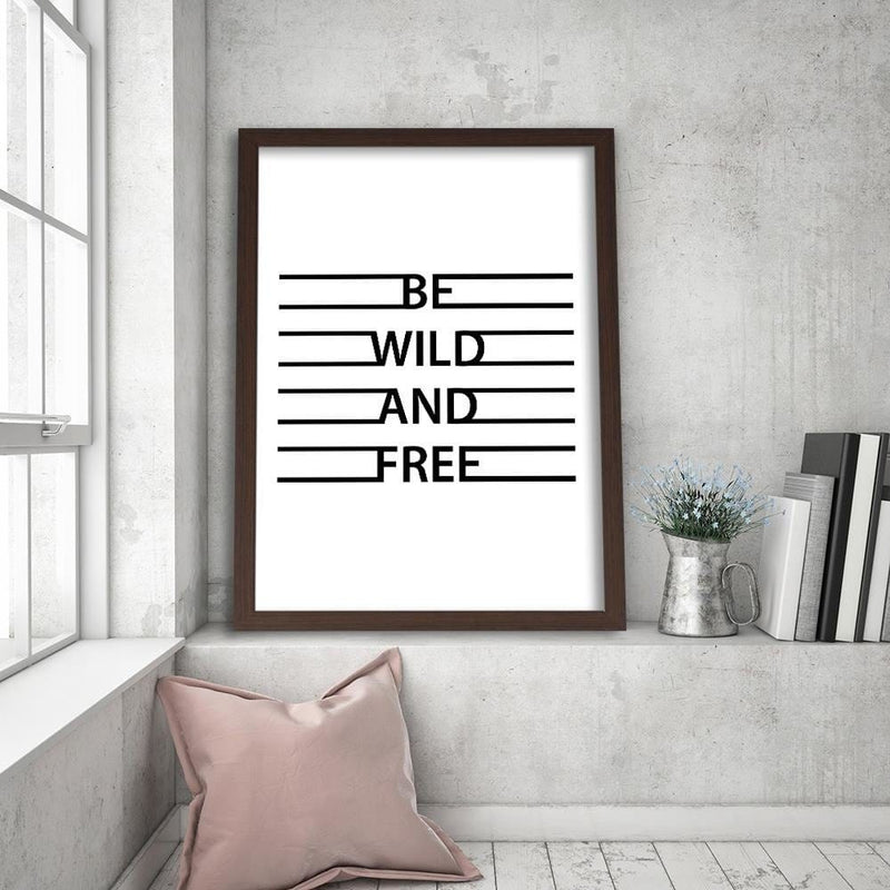 Glezna brūnā rāmī - Inscription Wild And Free  Home Trends DECO