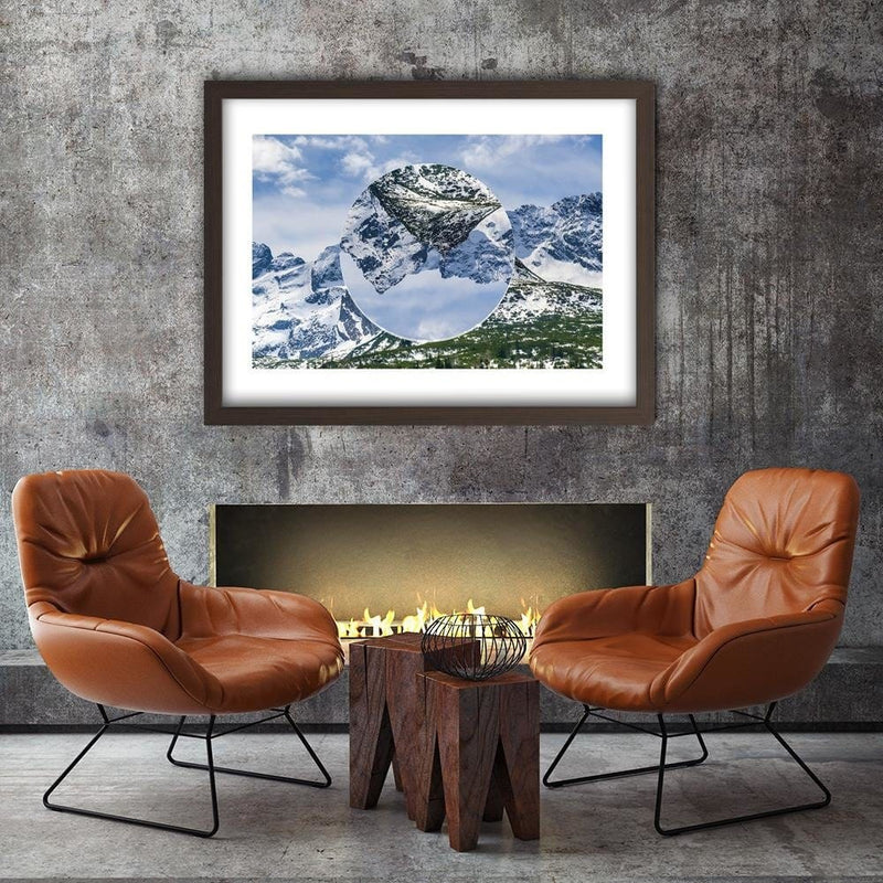 Glezna brūnā rāmī - Inverted Mountain Landscape 1  Home Trends DECO