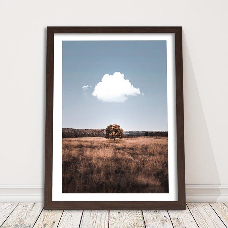 Glezna brūnā rāmī - Isolated Tree And Clouds  Home Trends DECO