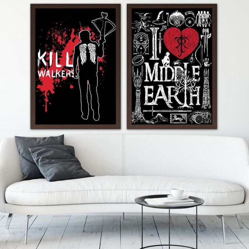 Glezna brūnā rāmī - Kill Walkers Image Black And White  Home Trends DECO